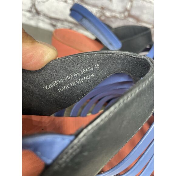 Camper Tropic Black Blue Leather Ankle Strap Wedge Sandals Women’s Sz 36EU/6M US - Picture 7 of 16